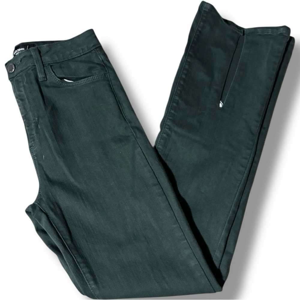 Just Black Dark Forest Green Denim High Waist Flared Slit Leg Women's 26 Jeans - Picture 13 of 13